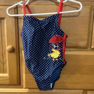 B.T. Kids Baby Girl’s Blue Bathing Suit w/Duck &  Umbrella Appliqué Size 12Month
